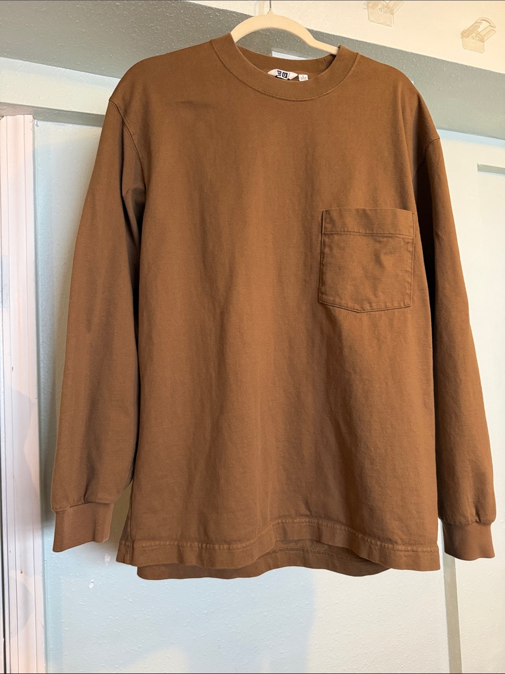 Uniqlo Brown Long-Sleeve Pocket Tee